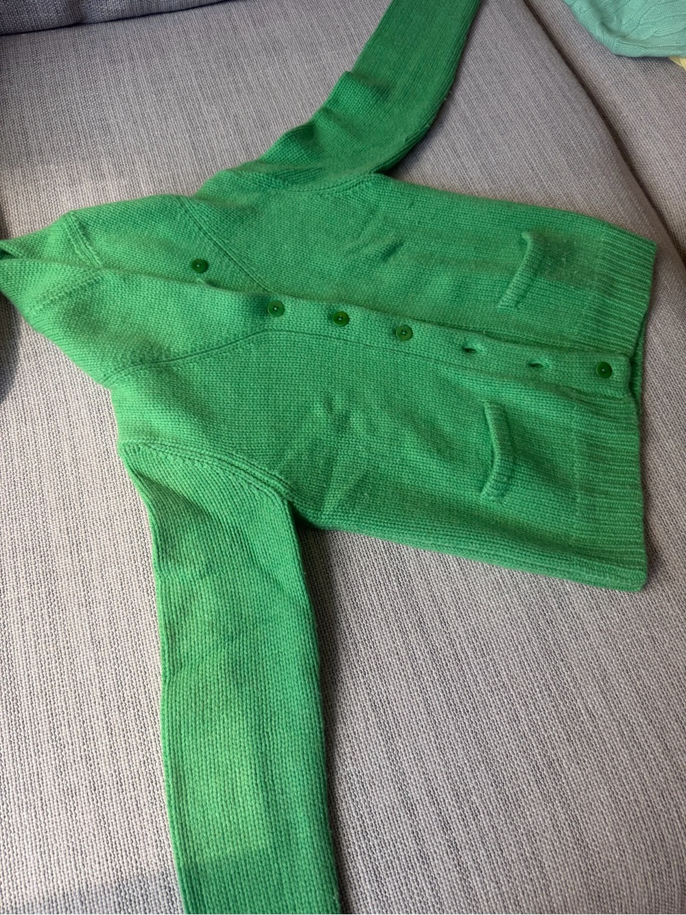 Ralph Lauren Bright Green Shawl-Collar Cardigan - Picture 2 of 4